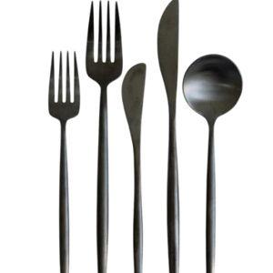 BLACK - LUNA FLATWARE // 5 PIECE SET