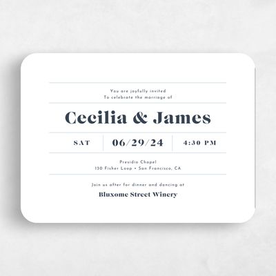 White Rounded Wedding Invitation - Henrietta Type