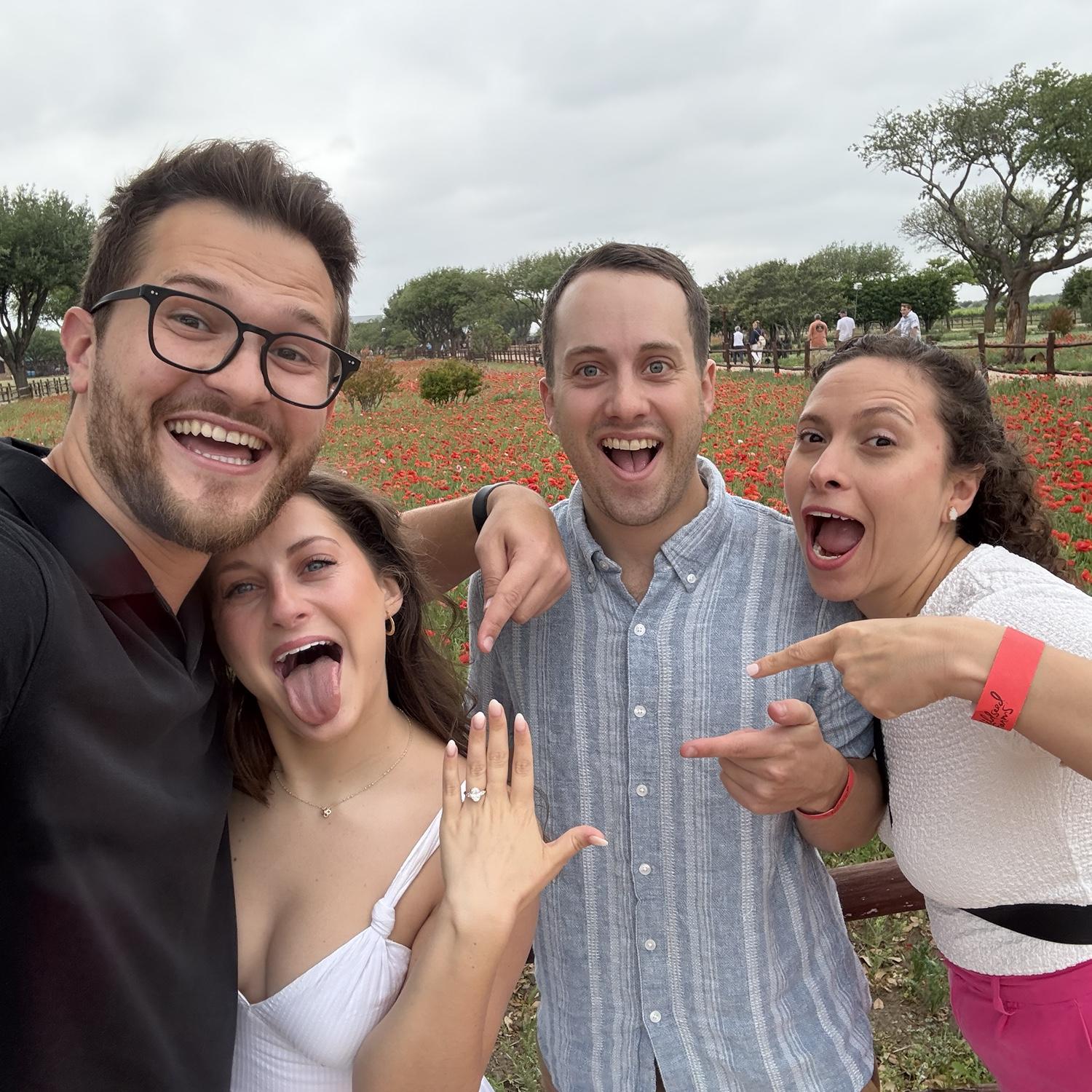 Brandon (Katelyn’s brother) and his girlfriend Alejandra surprised Katelyn by driving to Fredericksburg to capture pictures of the engagement! Easiest “YES!” Ever!