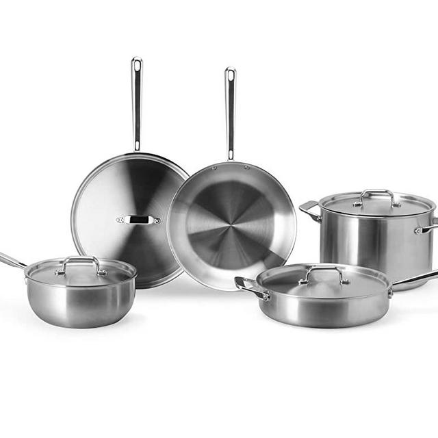 Misen Stainless Steel Pots and Pans Set - Stainless Steel Cookware Set - 9 Piece Essential Kitchen Cookware Sets