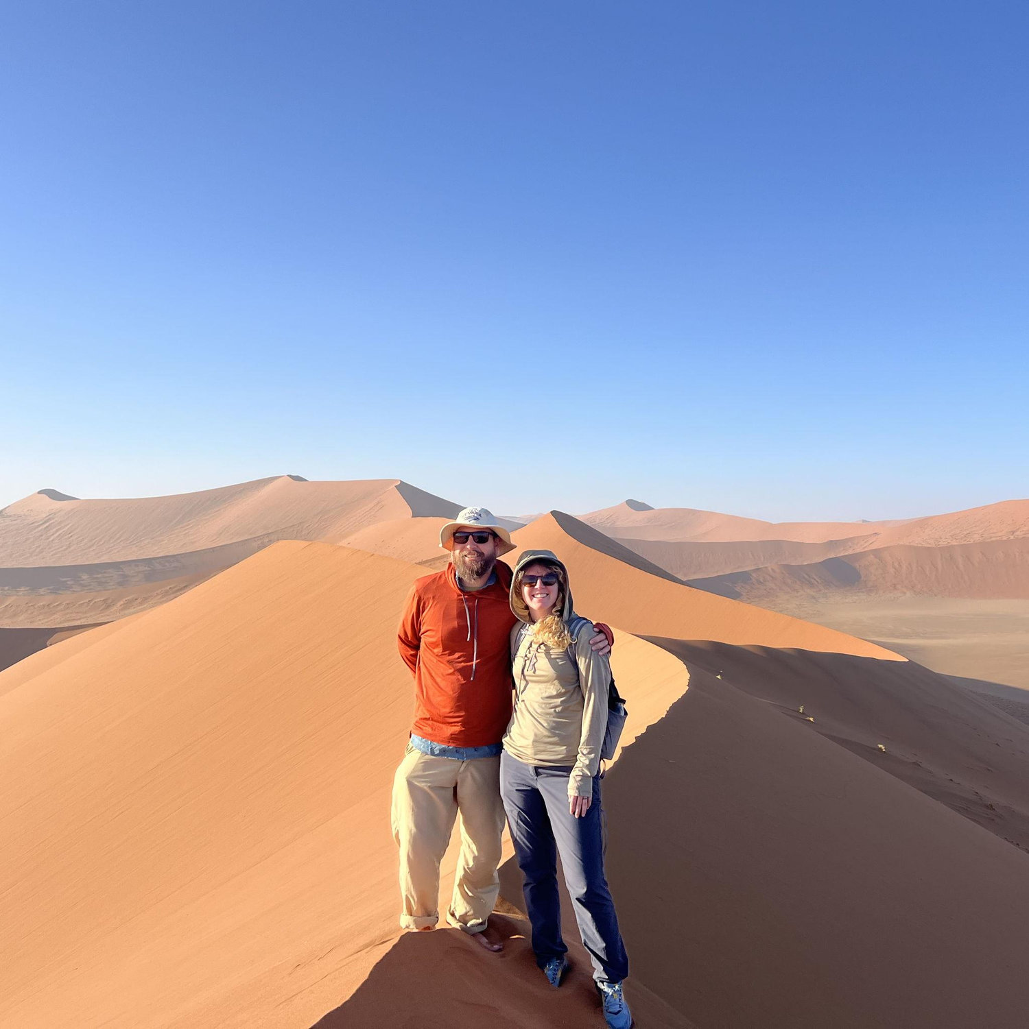 Hiking the sand dunes of Namibia on our way to Christmas in South Africa 2024!