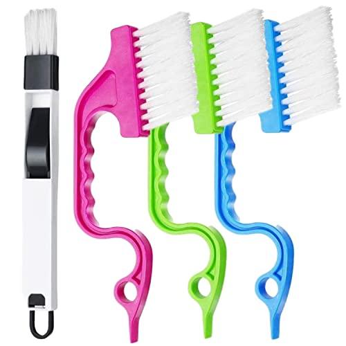LEOBRO Hand-held Groove Gap Cleaning Tools Door Window Track Cleaning Brushes Air Conditioning Shutter Cleaning Brushes Pack of 4