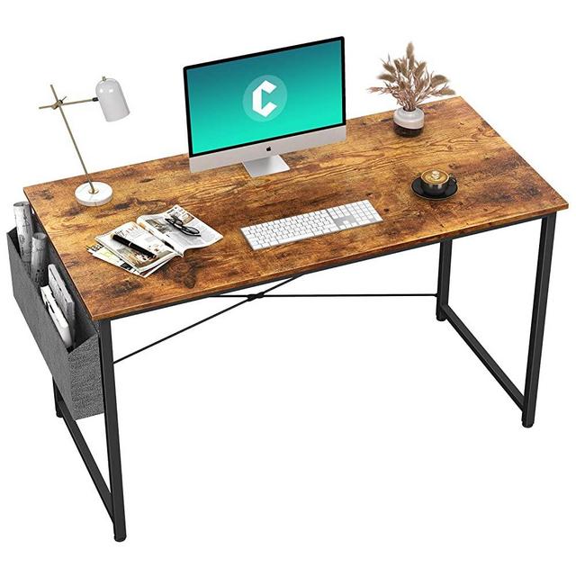 Cubiker Computer Desk 47 inch Home Office Writing Study Desk, Modern Simple Style Laptop Table with Storage Bag, Brown