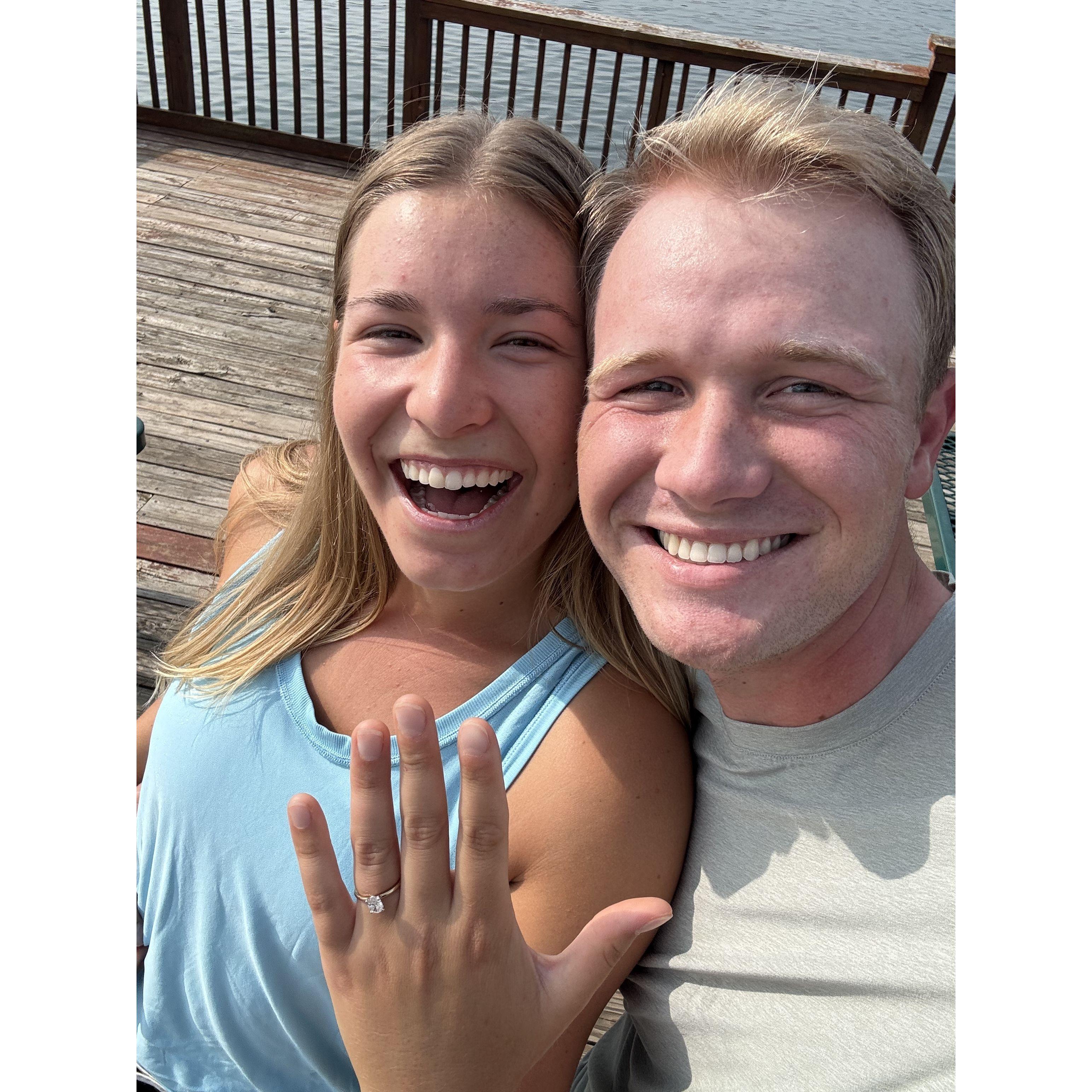 Moments after Noah proposed!