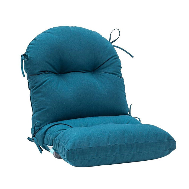 QILLOWAY Tufted Outdoor Chair Cushions Set of 4, Waterproof Patio Seat Back Pads, Weather Resistant Non Slip Replacement Cushions for Outdoor Furniture Wicker Lounge Chairs,Peacock Blue