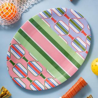 League Pickle Ball Melamine Oval Platter, Set of 2