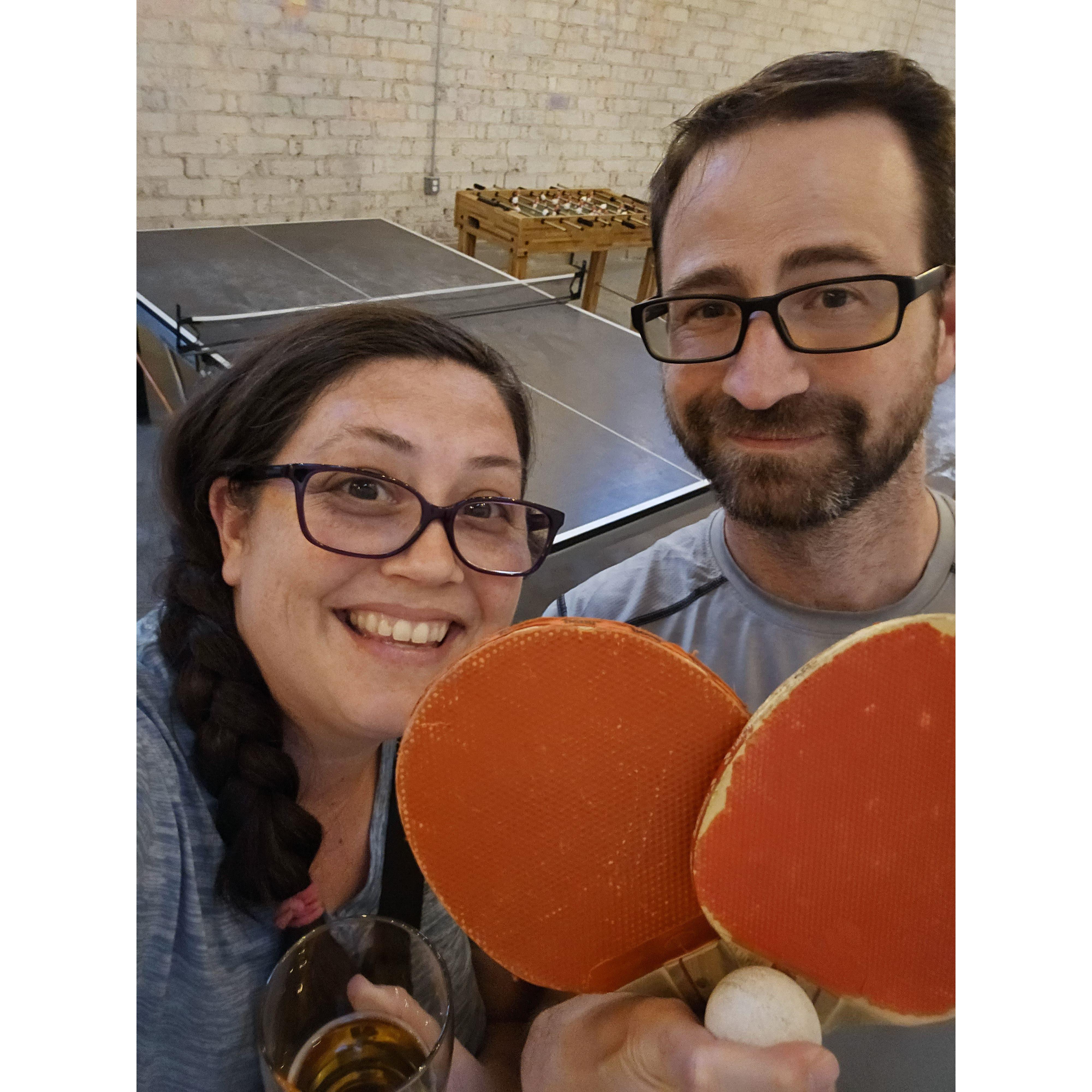 Ping Pong in the back of the Truth or Consequences Brewery in New Mexico.