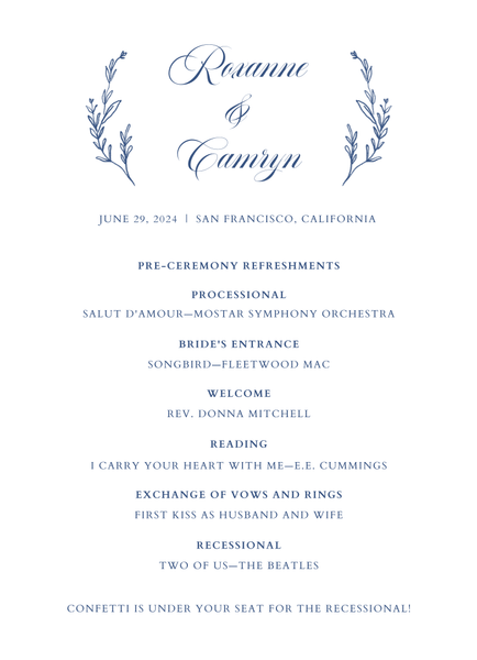 Eleanora | Dusty Cobalt | Zola Wedding Programs