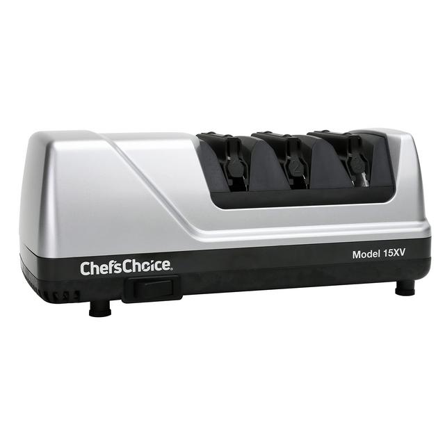 Chef'sChoice Trizor XV EdgeSelect Professional Electric Knife Sharpener with 100-Percent Diamond Abrasives and Precision Angle Guides for Straight Edge and Serrated Knives, 3-stage, Gray