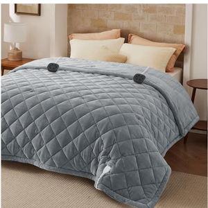 Bedsure Electric Blanket Queen Size - Dual Control Heated Weighted Blanket Queen with 10 Heat Settings, Fast Heating with 10 Time Settings (84x90 inches, Formal Gray)