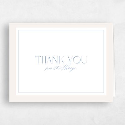 Blue Bordered Wedding Thank You - Seren Landscape