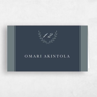 Grayed Navy, Blue Wedding Place Card - Clyde