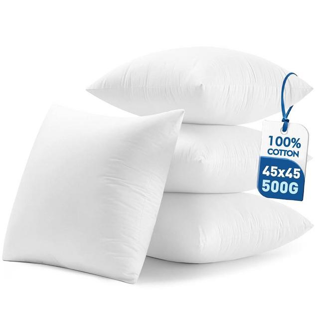 MIULEE 18x18 Pillow Inserts,Set of 4 100% Virgin Microfiber with Cotton Cover Throw Pillows for Couch Sofa and Bed