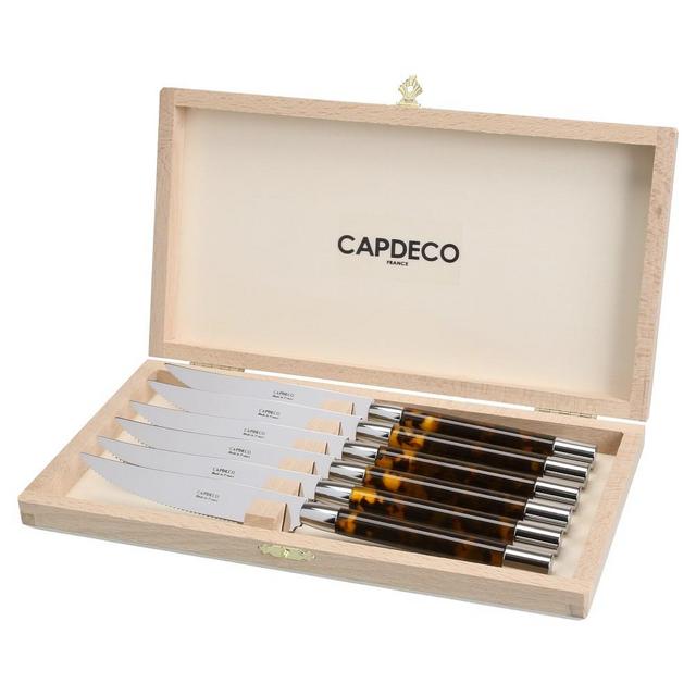Capdeco Conty 6-Piece Steak Knife Set, Tortoise
