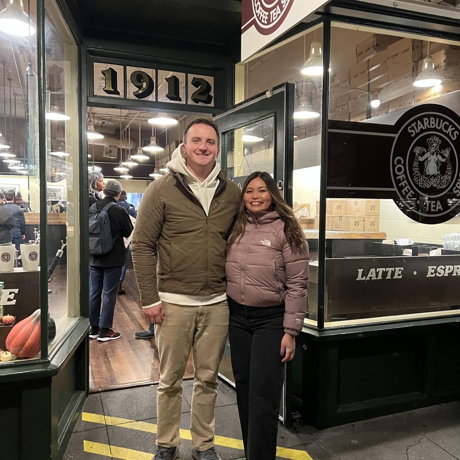 Since we met at a Starbucks on our first date, it was only fitting we visited the first Starbucks!