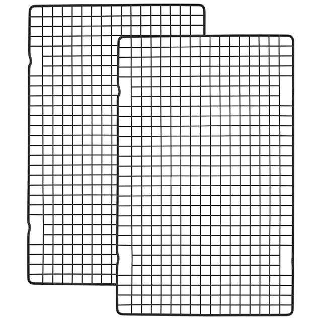 Tebery 2 Pack Black Heavy-Duty Wire Cooking Rack Baking Racks, Nonstick Baking & Cooling Grid for Roasting, Cooking, Grilling, Drying - 16" x 10"