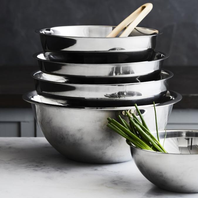 Stainless-Steel Nesting Mixing Bowls, Set of 5