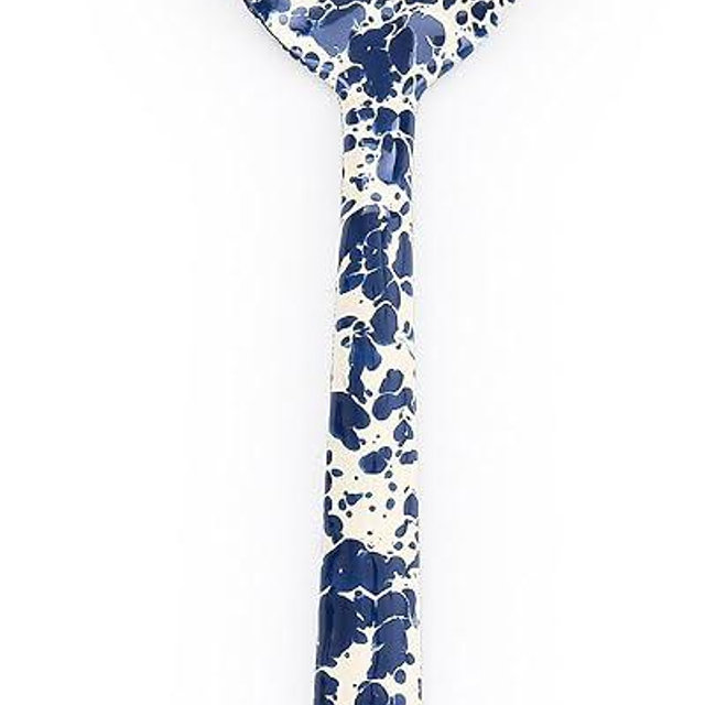 Enamelware Spoon, 12 inch, Navy/Cream Splatter (Single)