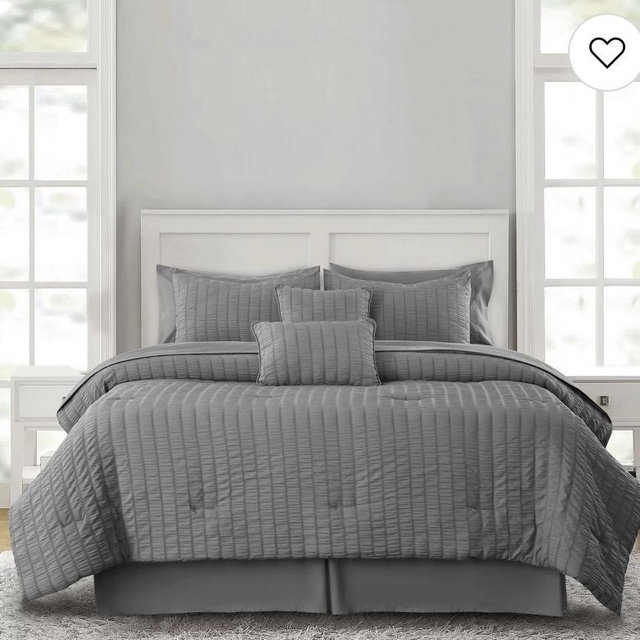 Lux Decor Collection 10 Piece Comforter Set With Sheets Reversible Down Alternative Bed In A Bag - Grey, QUEEN