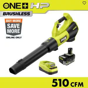 ONE+ HP 18V Brushless Whisper Series 130 MPH 510 CFM Battery Leaf Blower with 6.0 Ah Battery and Charger
