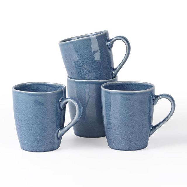 famiware Aurora Coffee Mugs, 14oz Mug Set of 4, Stoneware Mug, Cups for Kitchen, Cappuccino, Latte, Reactive Glaze, Microwave Safe, Scractch-resistant, Lagoon Blue