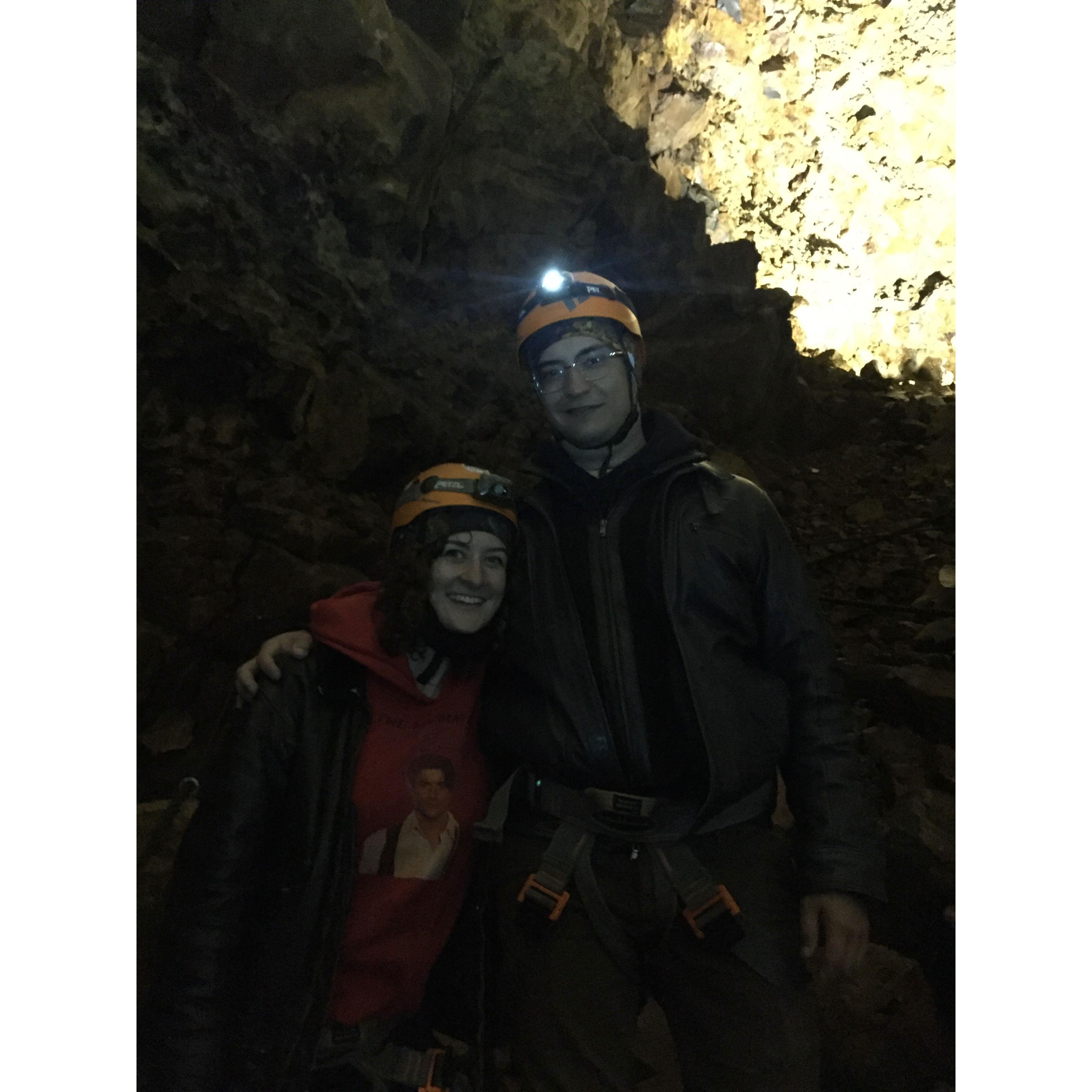 Inside the magma chamber of Þríhnúkagígur, the only volcano on earth that people can climb inside (and live).