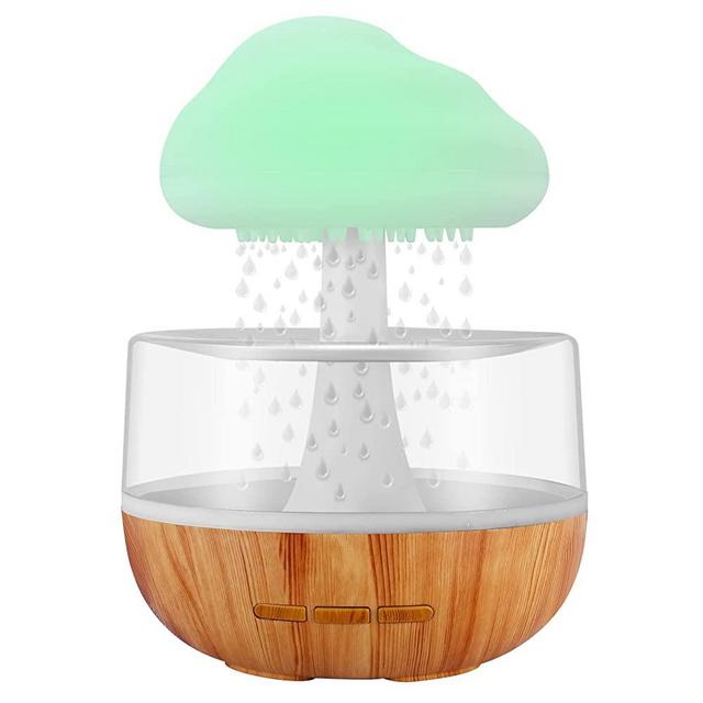 Weljoy Zen Raining Cloud Night Light Aromatherapy Essential Oil Diffuser Micro Humidifier Desk Fountain Bedside Sleeping Relaxing Mood Water Drop Sound (White)