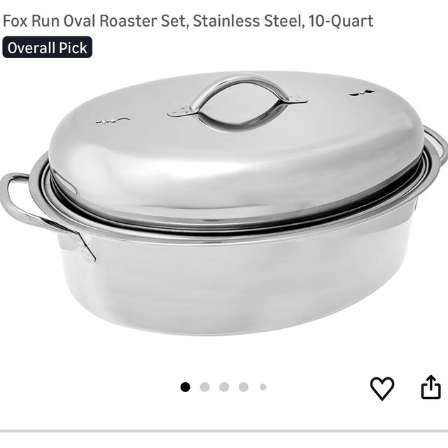 Fox Run Oval Roaster Set, Stainless Steel, 10-Quart