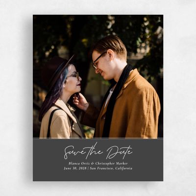 Charcoal, Grey Wedding Save the Date - Splendor Portrait