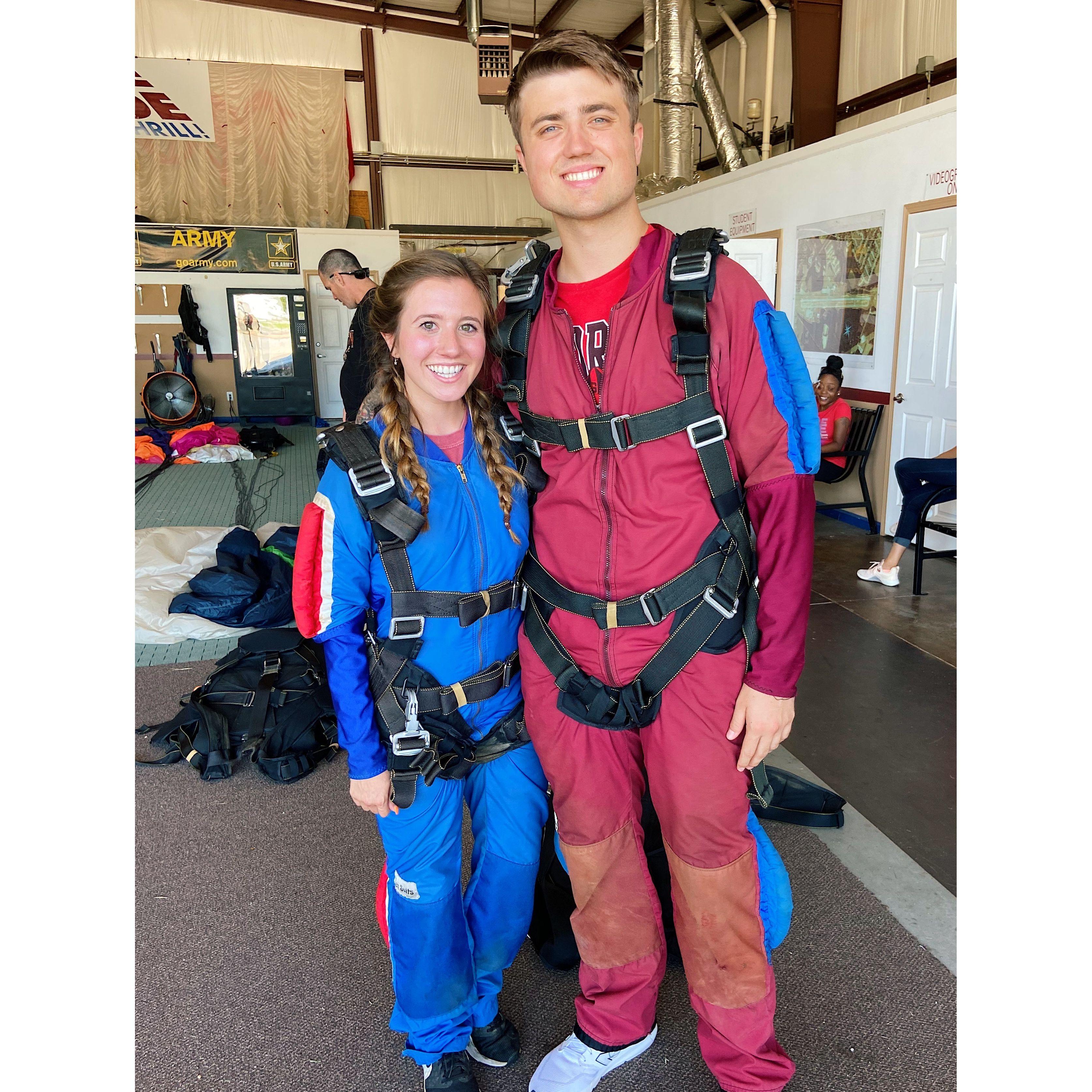 The two went sky diving together