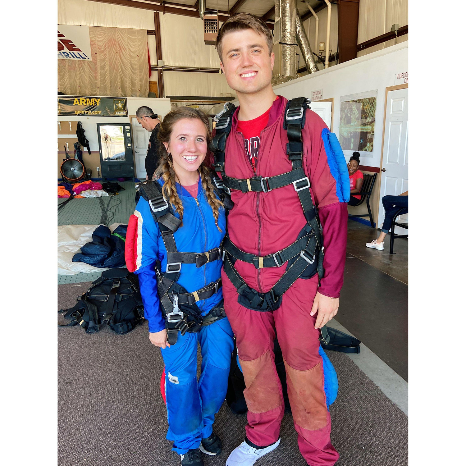 The two went sky diving together