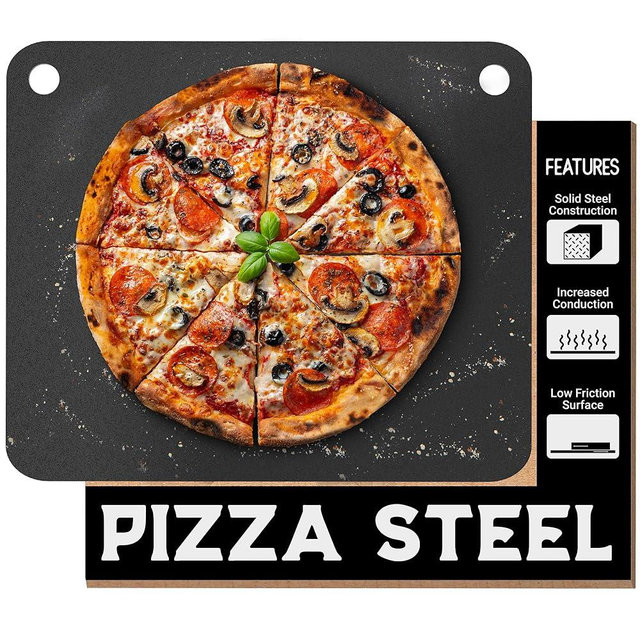 Primica Pizza Steel XL for Oven Extra Thick 0.315" - Durable Steel as Alternative to Pizza Stone - High Quality for BBQ Grill and Bakings