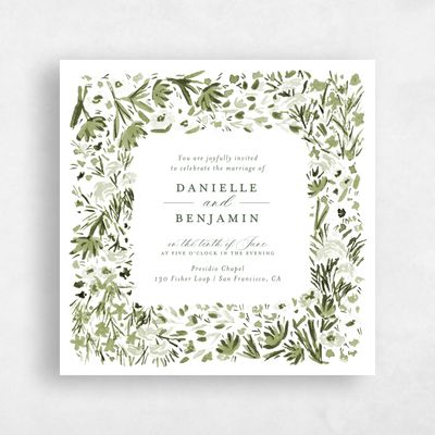 Green Wedding Invitation - Giverny Square