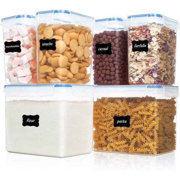 Vtopmart Airtight Food Storage Containers 6 Pieces - Plastic PBA Free Kitchen Pantry Storage Containers for Sugar,Flour and Baking Supplies - Dishwasher Safe - 24 Labels