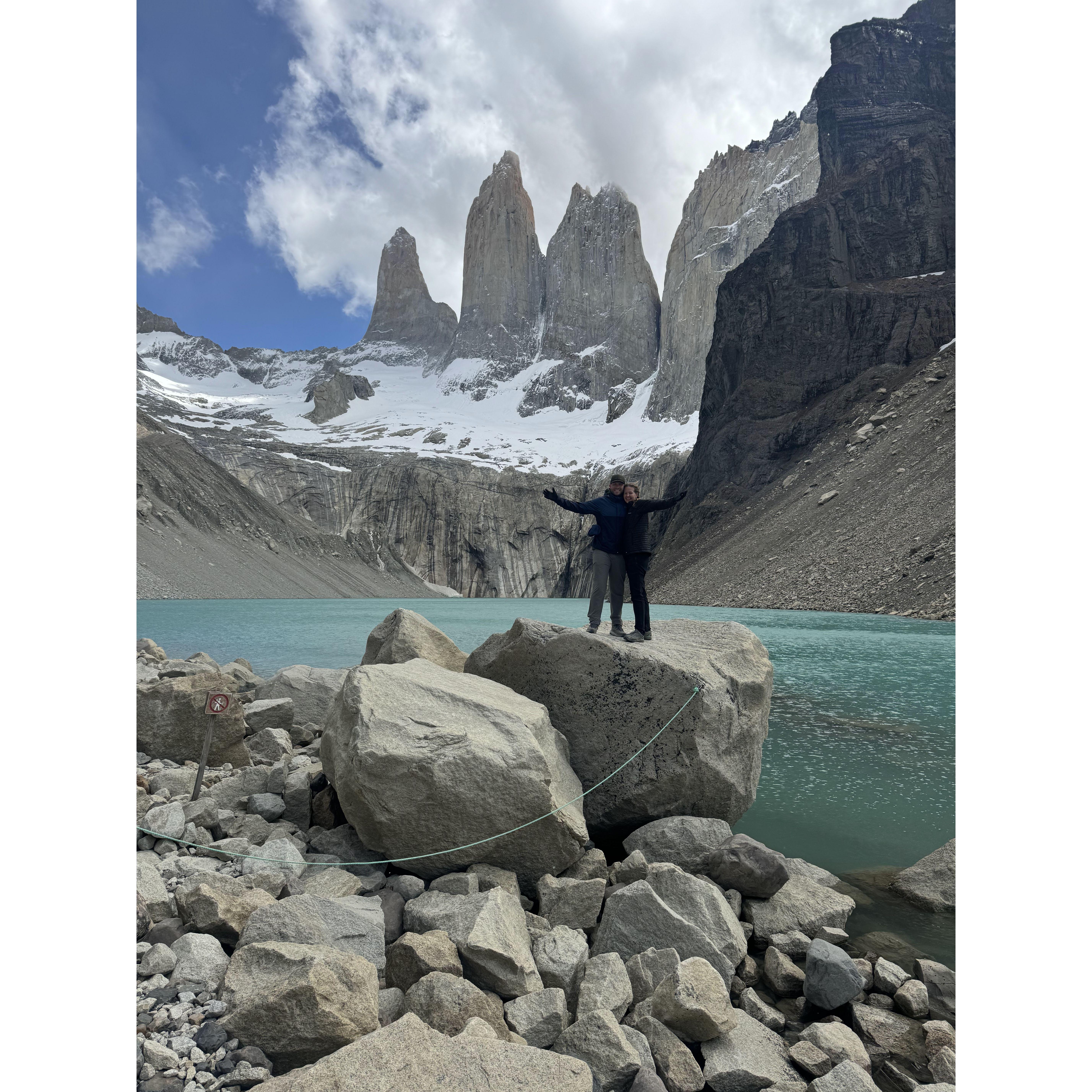 Reached Torres del Paine in Patagonia, Chile. It was a fairly painful hike to the top since we got a late start :) but absolutely worth it.