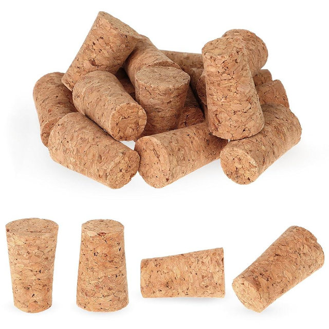16 Pack Soft Wood Corks Tapered Cork Wooden Beer Bottle Stopper Replacement Leakproof Wine Bottle Corks for Wine Making Craft, 0.67 x 0.87 x 1.38 Inch