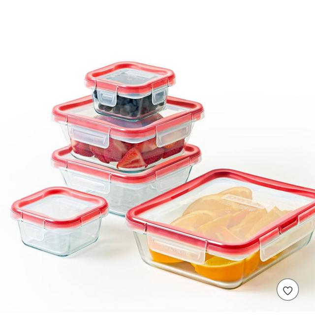 Pyrex 10pc FreshLock Glass Storage Set: Heat & Break-Resistant, Microwave & Dishwasher Safe, Glass Containers with Lids