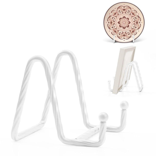 3Inch 3Pack Picture Easels for Display, Metal Decorative Plate Stand, White Picture Holder Stand, Picture Frame Stands for Display, Picture Frame Stand - Plate Display Stands Stand for Sign,Book