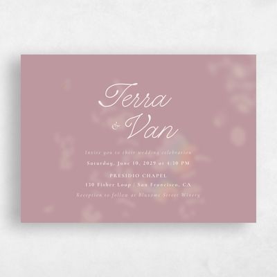 Dusty Rose, Pink Wedding Invitation - Ola Landscape