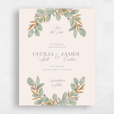 Beige Magnet Wedding Save the Date - Nutmeg Portrait