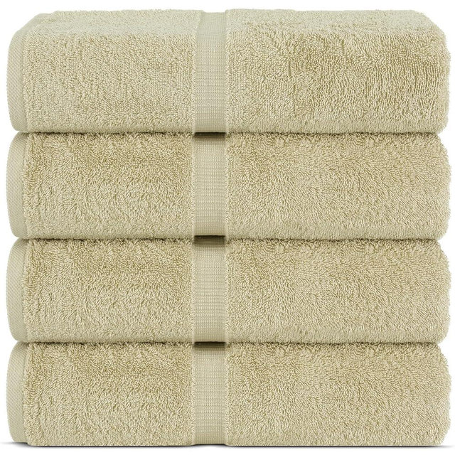 Chakir Turkish Linens 100% Cotton Premium Turkish Towels for Bathroom | 30'' x 60'' Large Bath Towels (4 Piece, Beige)