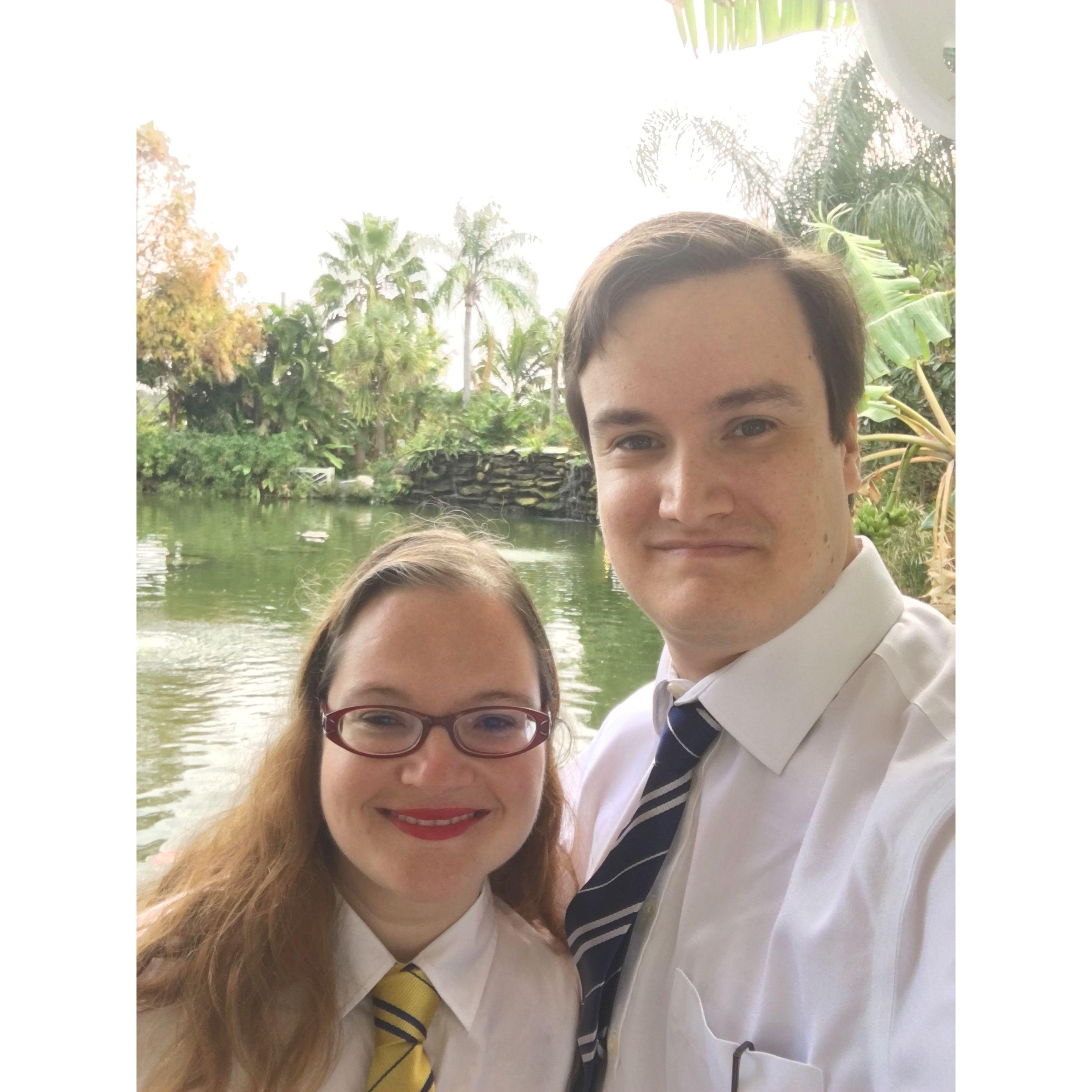 Selfie wearing button up shirts and Harry Potter ties.