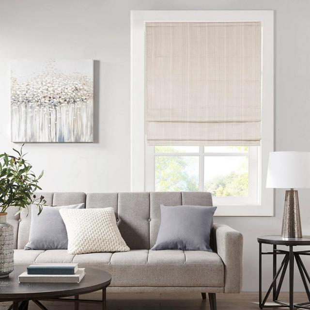 33"x64" Paxton Basketweave Cordless Roman Light Filtering Window Shade Ivory