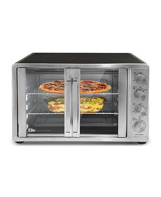 Elite Platinum D45L French Door Convection Toaster Oven, Bake, Broil, Toast, Rotisserie, Keep Warm, 12-14" Pizza, 2 Racks