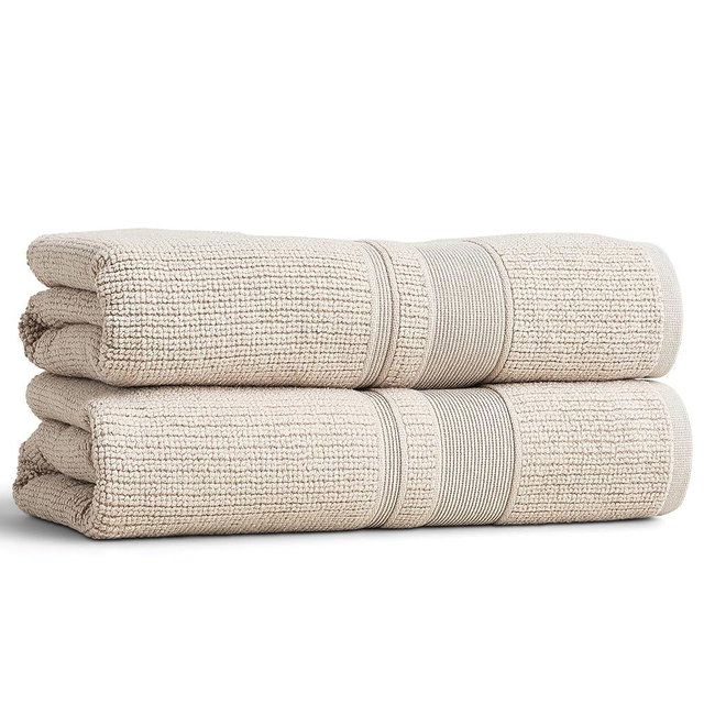 Preston Lane Douro Bath Towel Set – 2 Pack Luxury Cotton Towels, Ultra Soft & Absorbent, Quick-Dry Spa-Quality Bathroom Towels, Made in Portugal, Clay