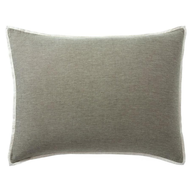 Loden/Flax Belgian Flax Linen Contrast Shams, Standard, Set of 2