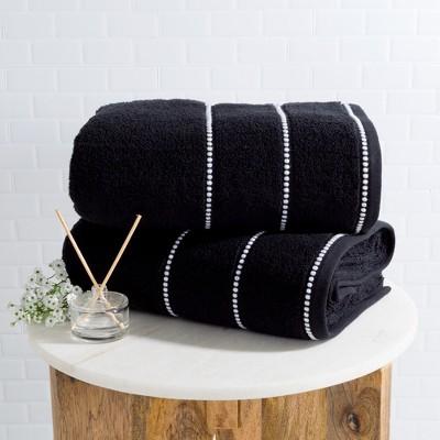 2pc Luxury Cotton Bath Towels Sets Black - Yorkshire Home