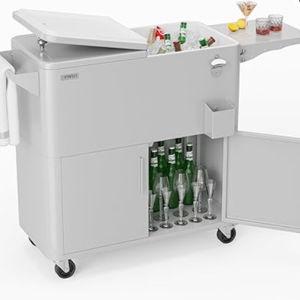 VINGLI Gray Patio Cooler, Ice Chest with Storage Cabinet, Bottle Opener Drainage, Outdoor Cooler for Party, Deck, Pool