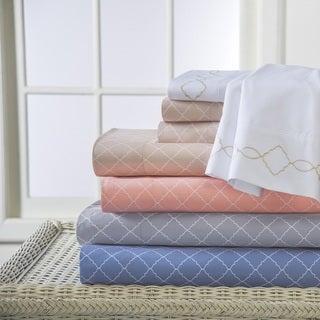 Revina Print Embroidered Microfiber Bed Sheet Set - Apricot - 6 Piece - King