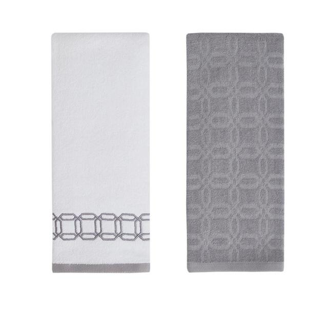 Merlin 2-Pack Hand Towels in Grey/White